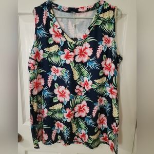 Sampeel Women's Sleeveless Floral Tank Top Size XL NWT